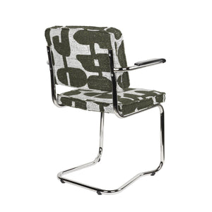   Modern European furniture - Patterned Fabric Cantilevered Dining Armchairs (2) - www.oroa.com | Oroa.com