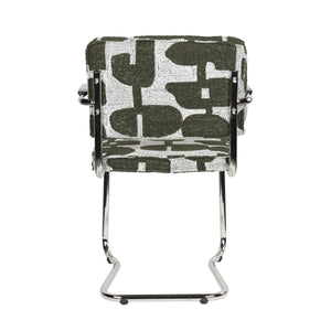   Modern European furniture - Patterned Fabric Cantilevered Dining Armchairs (2) - www.oroa.com | Oroa.com