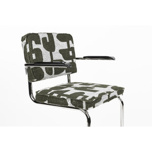   Modern European furniture - Patterned Fabric Cantilevered Dining Armchairs (2) - www.oroa.com | Oroa.com