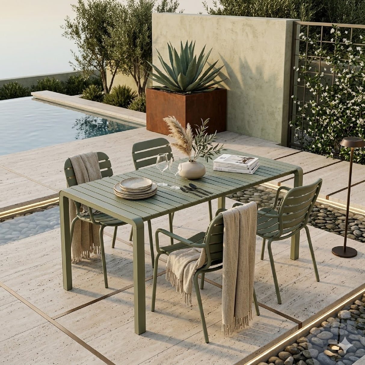  Modern European furniture - Aluminum Garden Table & Armchair Set (4) - www.oroa.com | Oroa.com