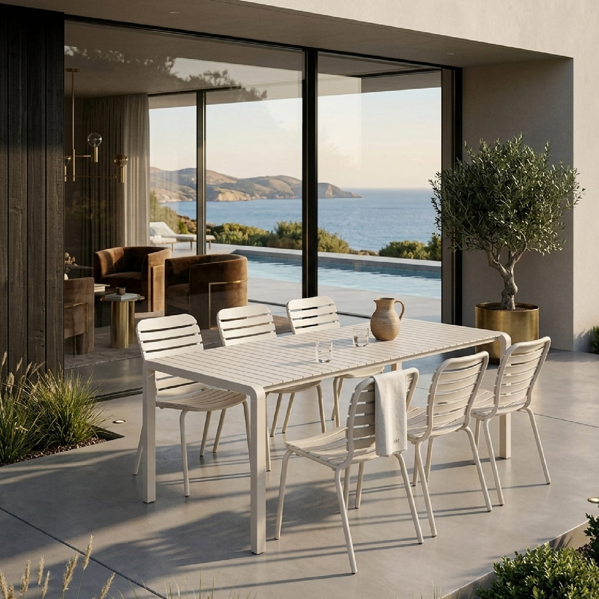   Modern European furniture - Aluminum Garden Table & Chair Set (6) - www.oroa.com | Oroa.com