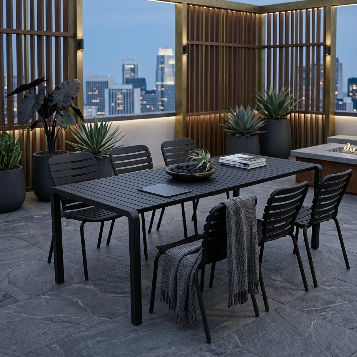   Modern European furniture - Aluminum Garden Table & Chair Set (6) - www.oroa.com | Oroa.com
