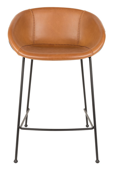 Baseball-Stitched Leather Counter Stools (2) | Zuiver Feston | Oroa.com