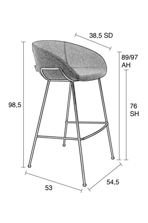 Baseball-Stitched Leather Bar Stools (2) | Zuiver Feston | Oroa.com