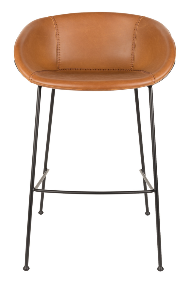 Baseball-Stitched Leather Bar Stools (2) | Zuiver Feston | Oroa.com