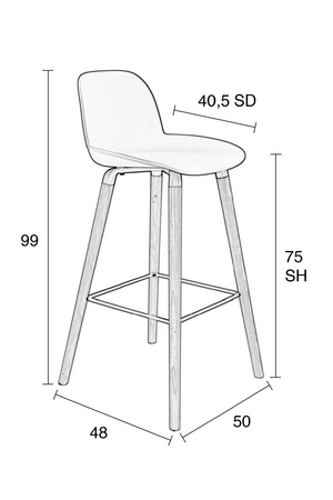 Molded Barstools (2) | Zuiver Albert Kuip | OROA.com