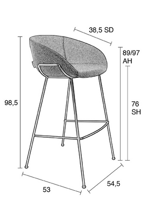Gray Upholstered Barrel Barstools (2) | Zuiver Feston | OROA.com
