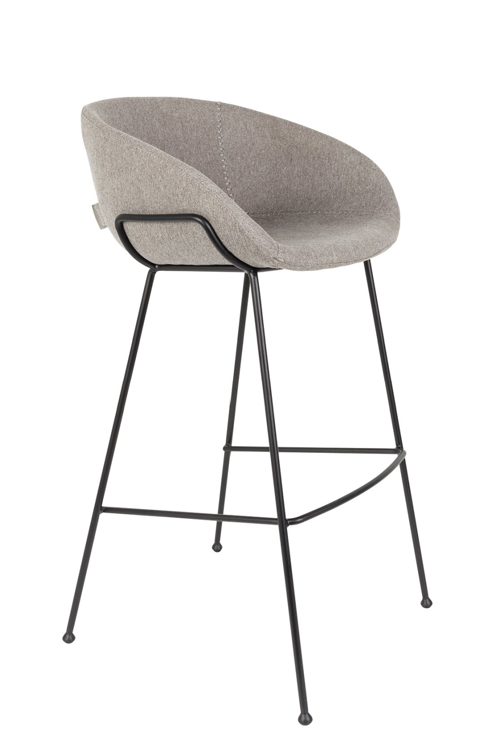 Gray Upholstered Barrel Barstools (2) | Zuiver Feston | OROA.com