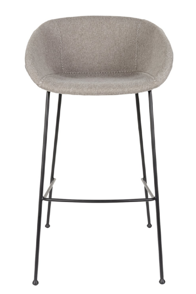 Gray Upholstered Barrel Barstools (2) | Zuiver Feston | OROA.com