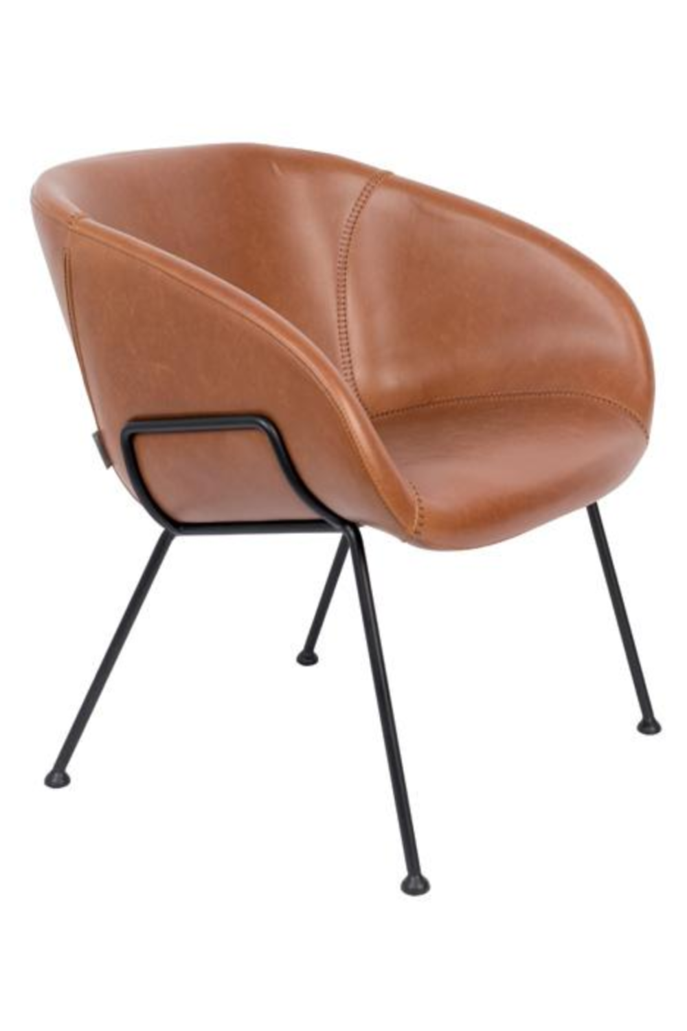 Baseball-Stitched Leather Lounge Chair | Zuiver Feston | Oroa.com
