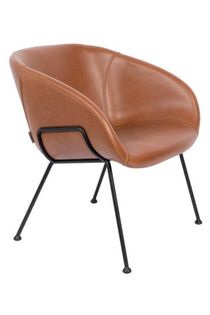 Baseball-Stitched Leather Lounge Chair | Zuiver Feston | Oroa.com