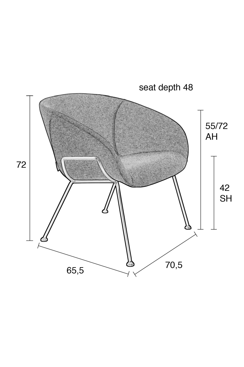 Gray Upholstered Lounge Chair | Zuiver Feston | OROA.com