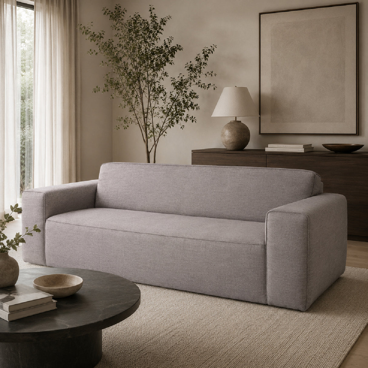   Gray Upholstered 2.5-Seater Sofa | Oroa.com