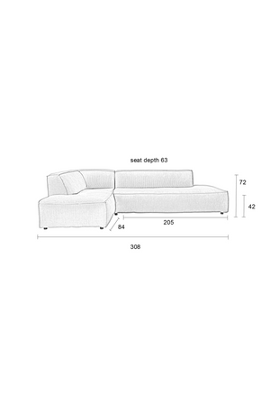 Cream Ribcord Sectional Sofa | Zuiver Fat Freddy | OROA.com