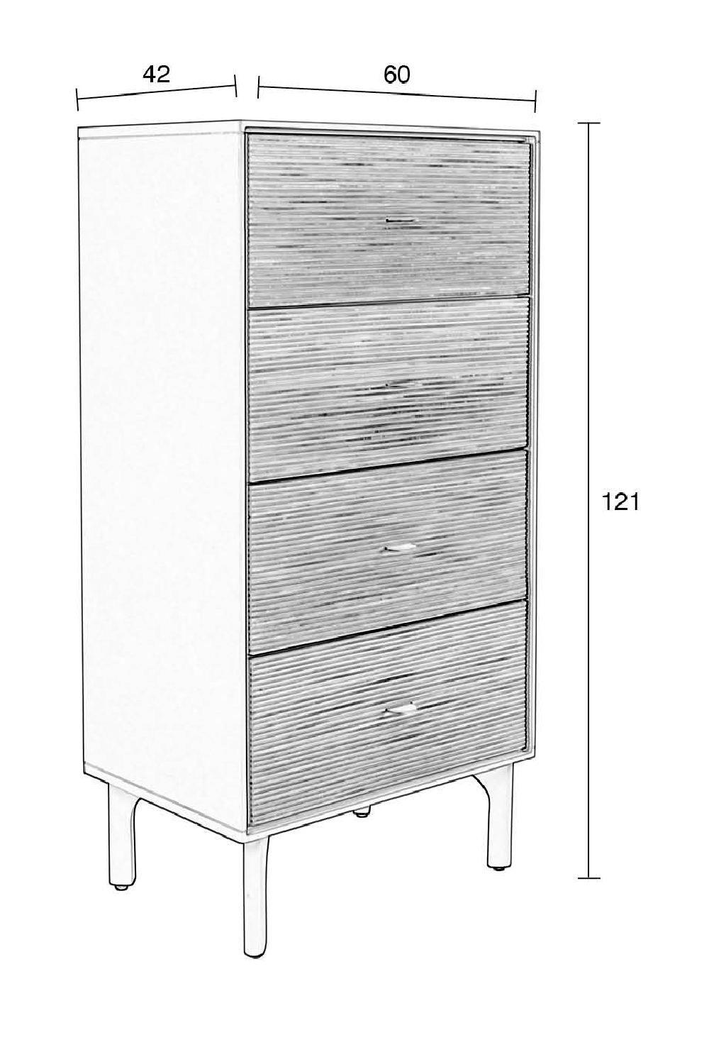 Wooden 4-Drawer Cabinet | Zuiver Morning | OROA.com
