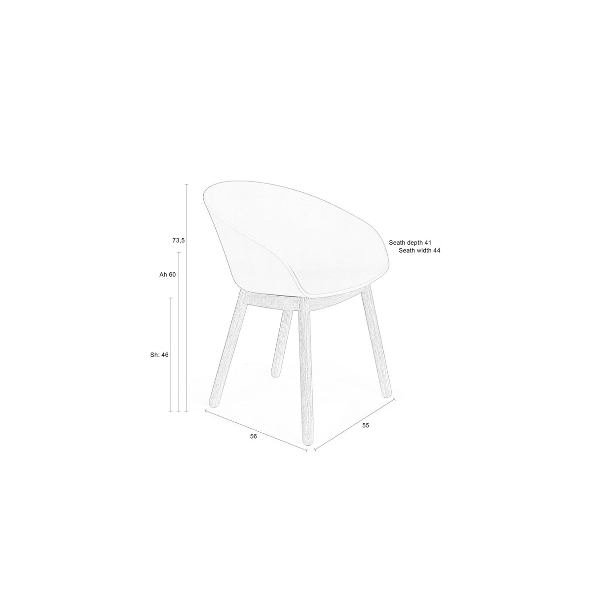   Modern European furniture - Oak Legged Molded Dining Armchairs (2) - www.oroa.com | Oroa.com