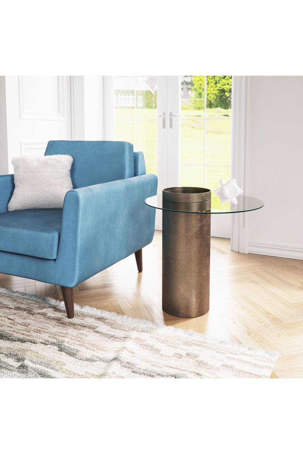 Cylindrical Antique Bronze End Table | OROA Modern Emi | OROA.com