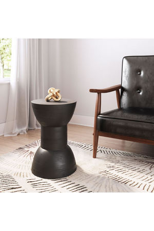 Black Wooden Hourglass Side Table | OROA Modern Wisdom