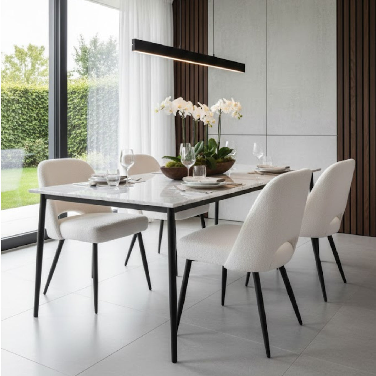 White Shearling Dining Chairs (2) | OROA Modern Teddy | Oroa.com