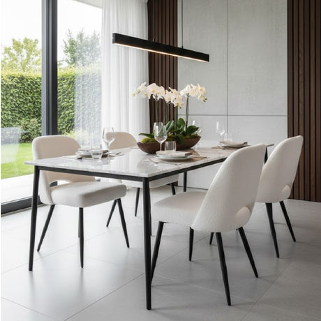 White Shearling Dining Chairs (2) | OROA Modern Teddy | Oroa.com