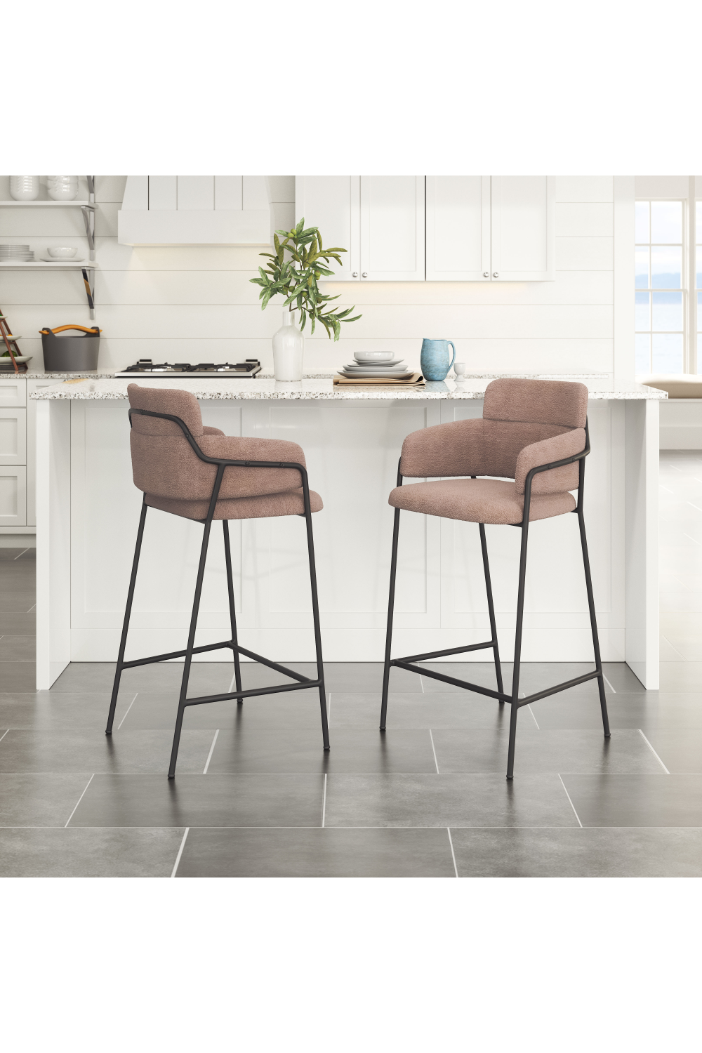 Shearling Style Counter Stools (2) | OROA Modern Marcel | Oroa.com