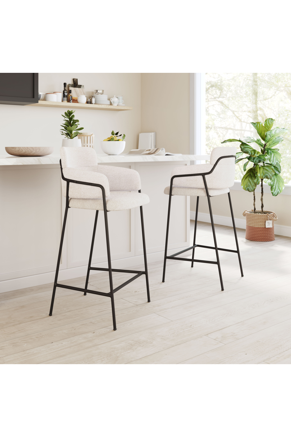 Shearling Style Bar Stools (2) | OROA Modern Marcel | Oroa.com
