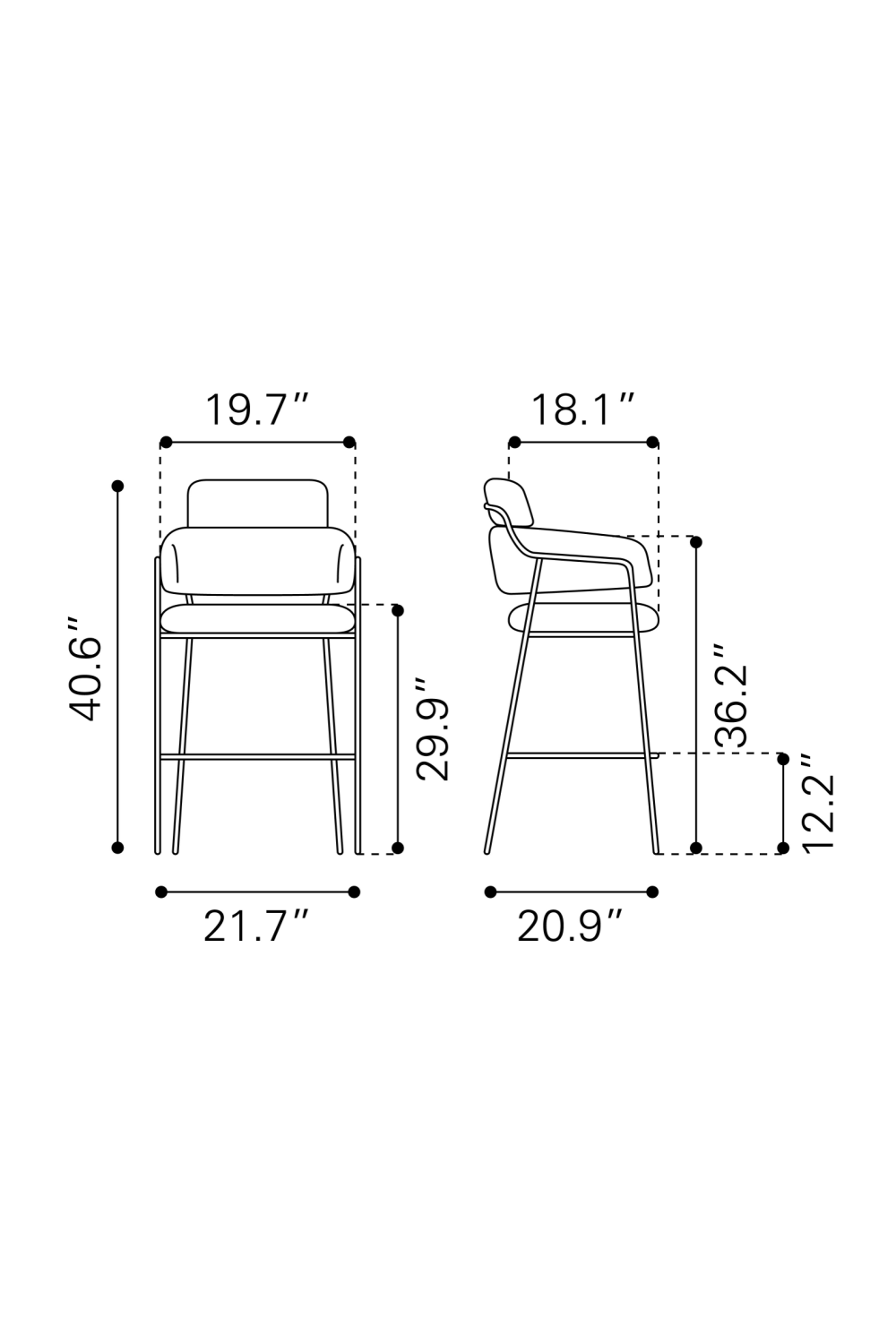 Shearling Style Bar Stools (2) | OROA Modern Marcel | Oroa.com