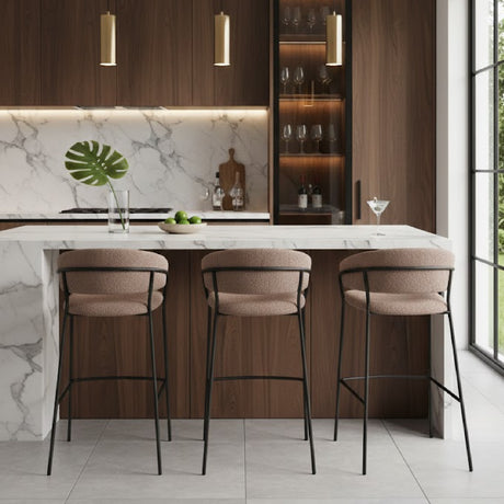 Brown Shearling Bar Stools (2) | OROA Modern Josephine | Oroa.com