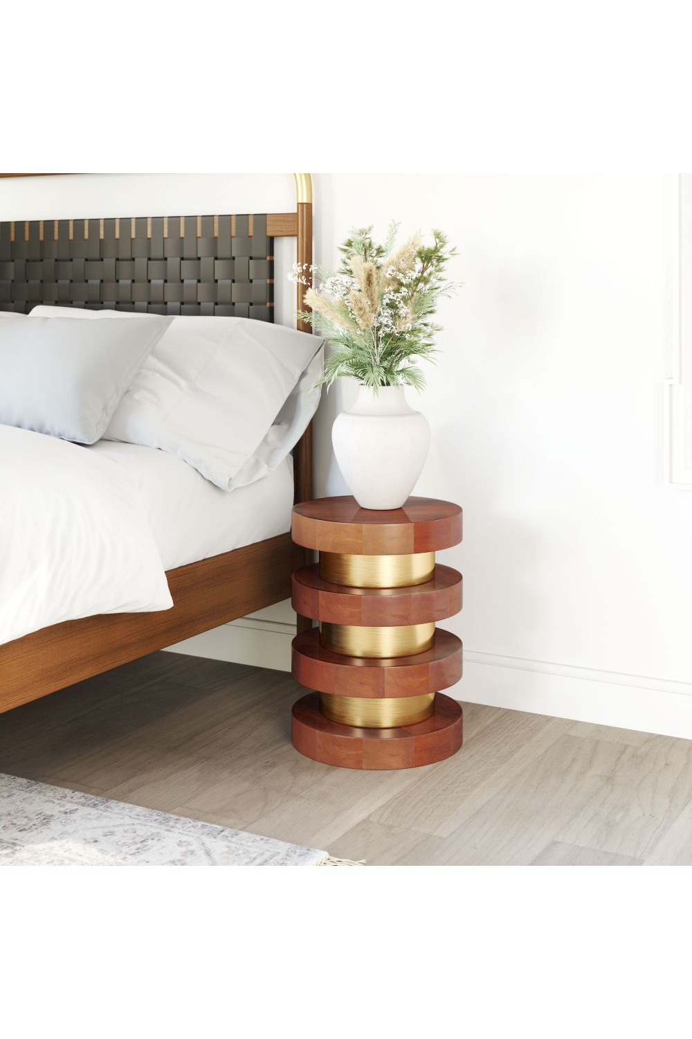 Acacia Wood Walnut Side Table | OROA Modern Marigot | OROA.com