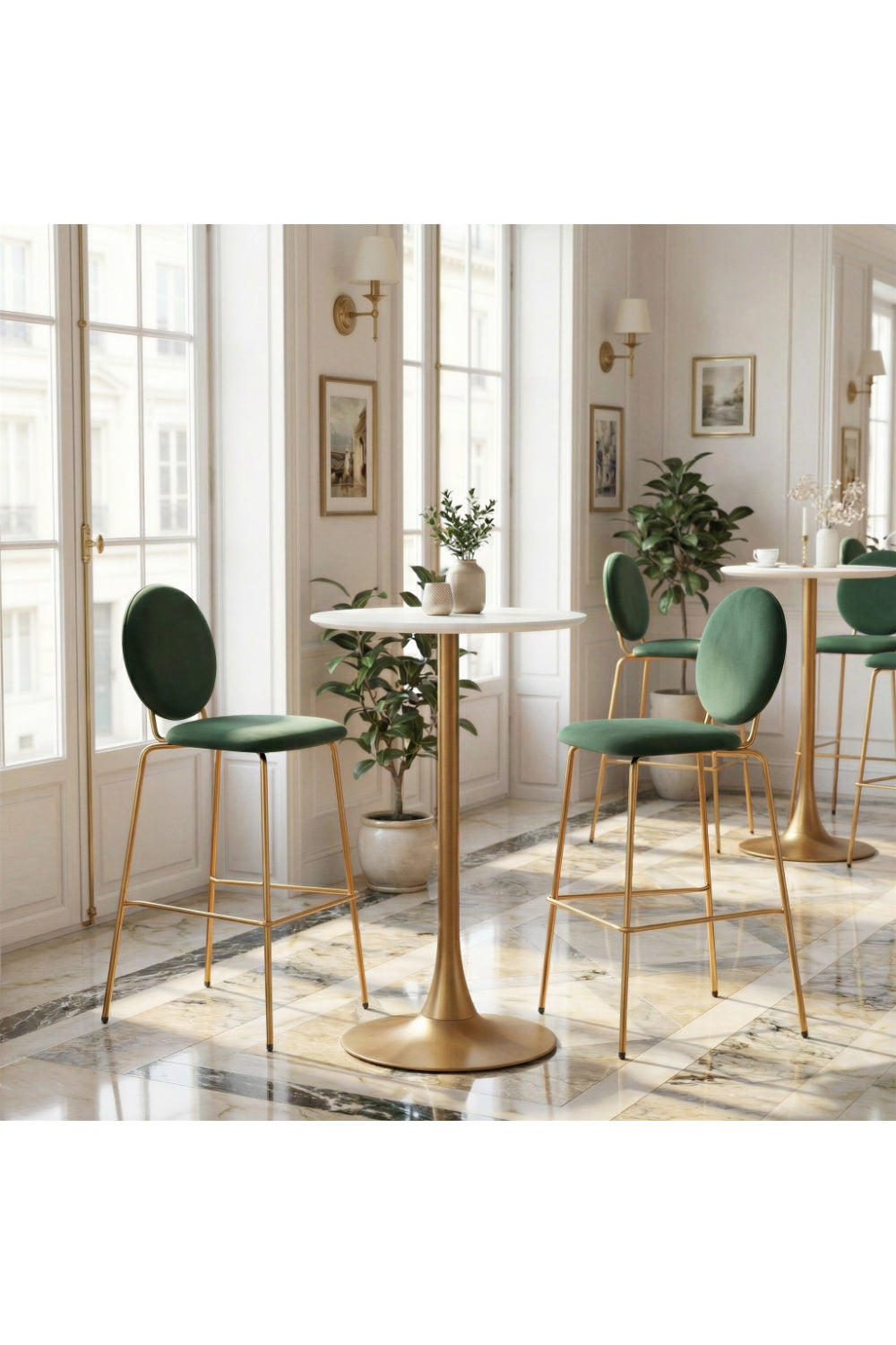 Green Velvet Bar Stools (2) | OROA Modern Odessa | Oroa.com