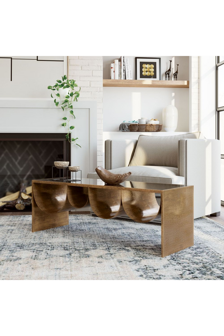 Brass-Framed Glass Coffee Table | OROA Modern Reed | Oroa.com