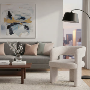Beige Shearling Accent Chair | OROA Modern Java