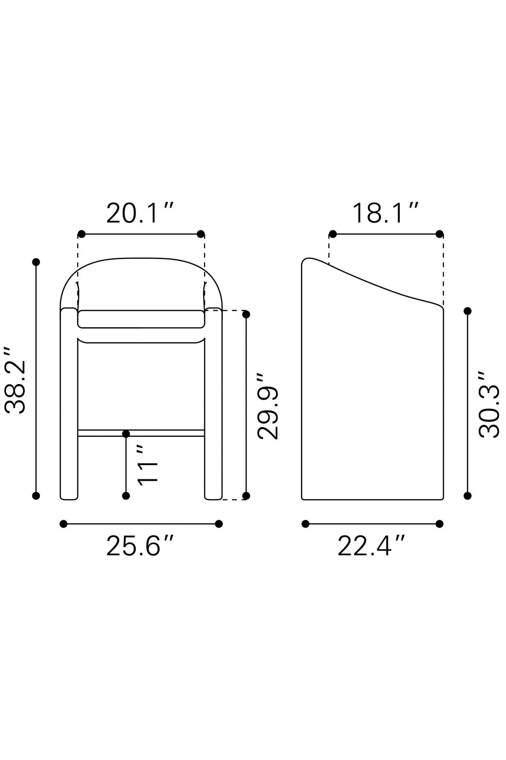 Dark Gray Velvet Bar Stool | OROA Modern Emas | Oroa.com