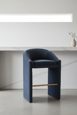 Dark Gray Velvet Bar Stool | OROA Modern Emas