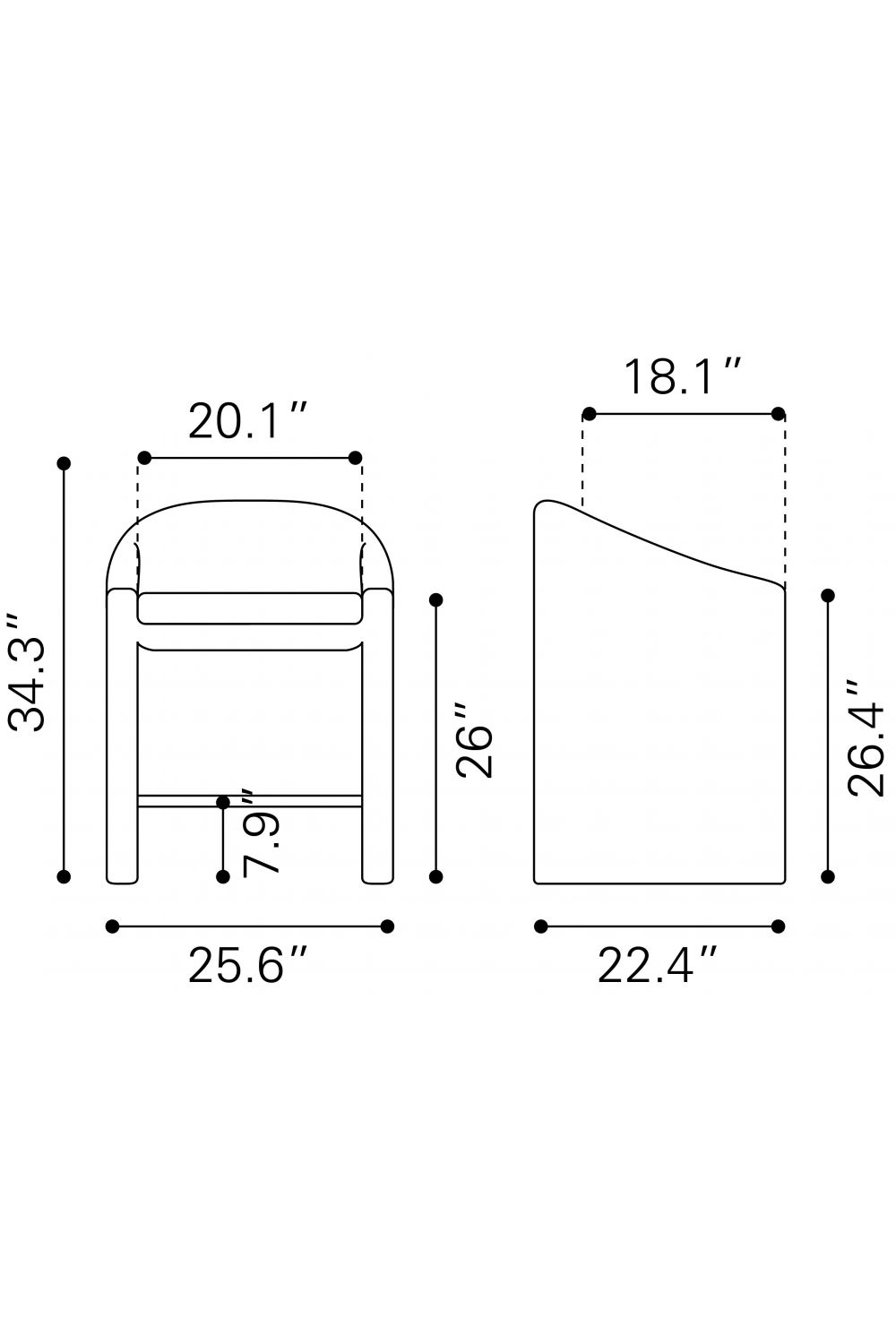 Dark Gray Velvet Counter Stool | OROA Modern Emas | Oroa.com