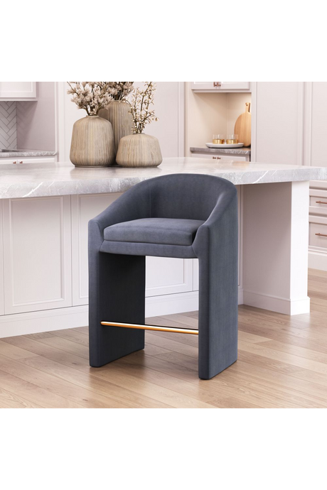 Dark Gray Velvet Counter Stool | OROA Modern Emas | Oroa.com
