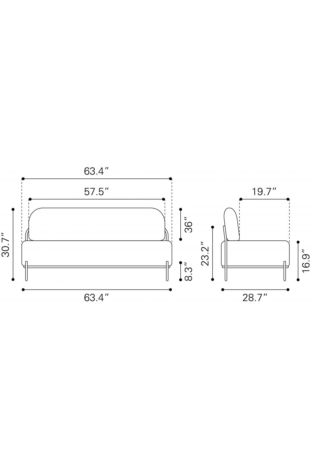 White Teddy Fabric Sofa | OROA Modern Arendal | Oroa.com