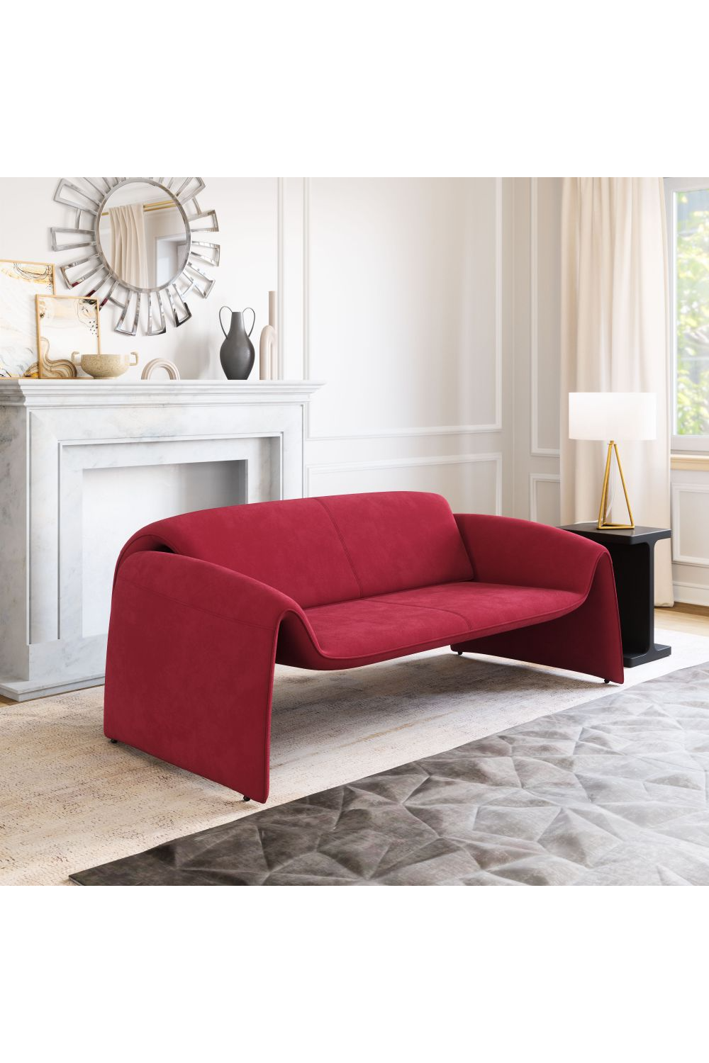 Red Velvet Sofa | OROA Modern Horten | Oroa.com