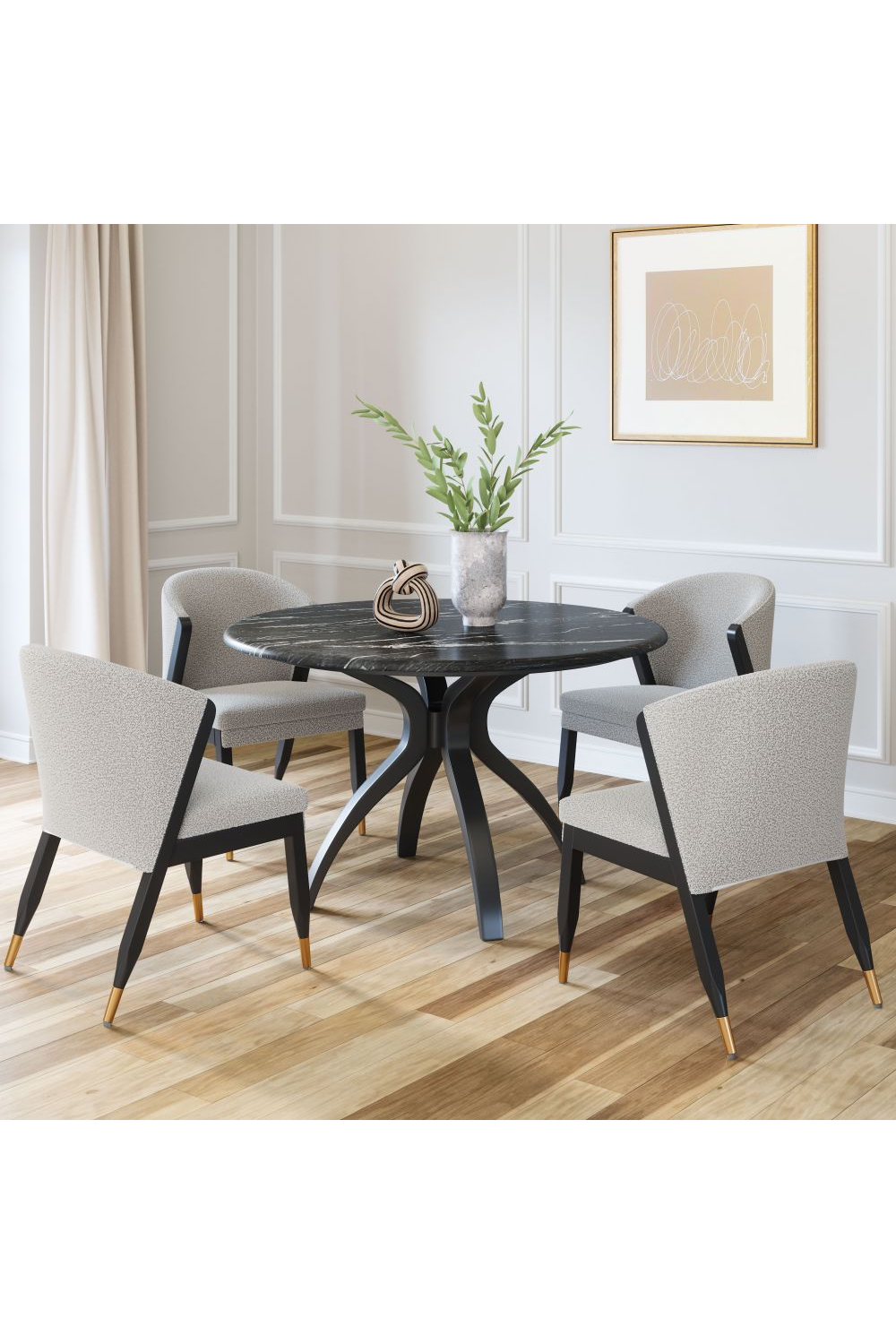 Black Marble Round Dining Table | OROA Modern Sumay | Oroa.com