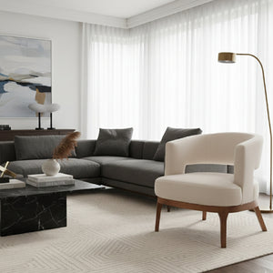   Beige Vinyl Accent Chair | Oroa.com