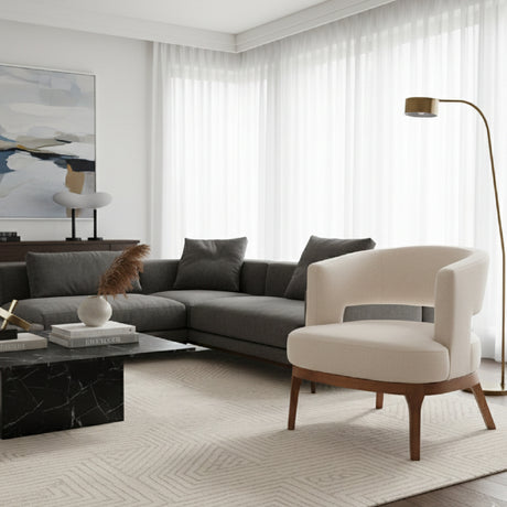   Beige Vinyl Accent Chair | Oroa.com