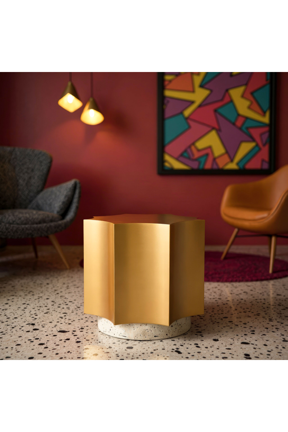 Gold Coved-Edged Side Table | OROA Modern Osam | Oroa.com