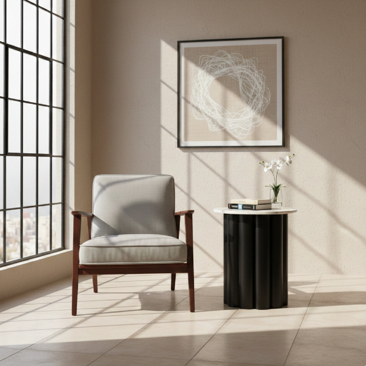 Round White Marble Side Table | OROA Modern Slika