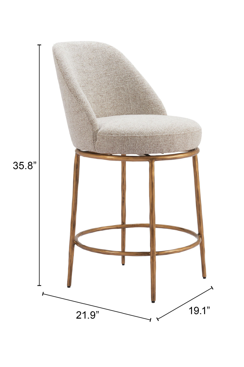 Beige Swivel Counter Stool | OROA Modern Nordhavn | Oroa.com