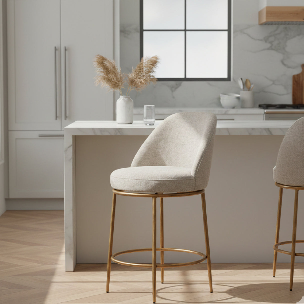 Beige Swivel Counter Stool | OROA Modern Nordhavn