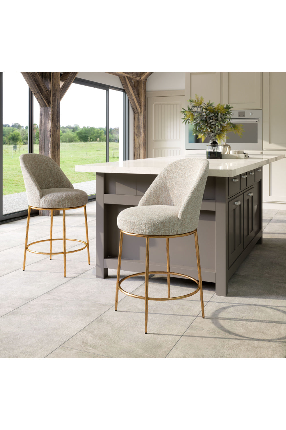 Beige Swivel Counter Stool | OROA Modern Nordhavn | Oroa.com