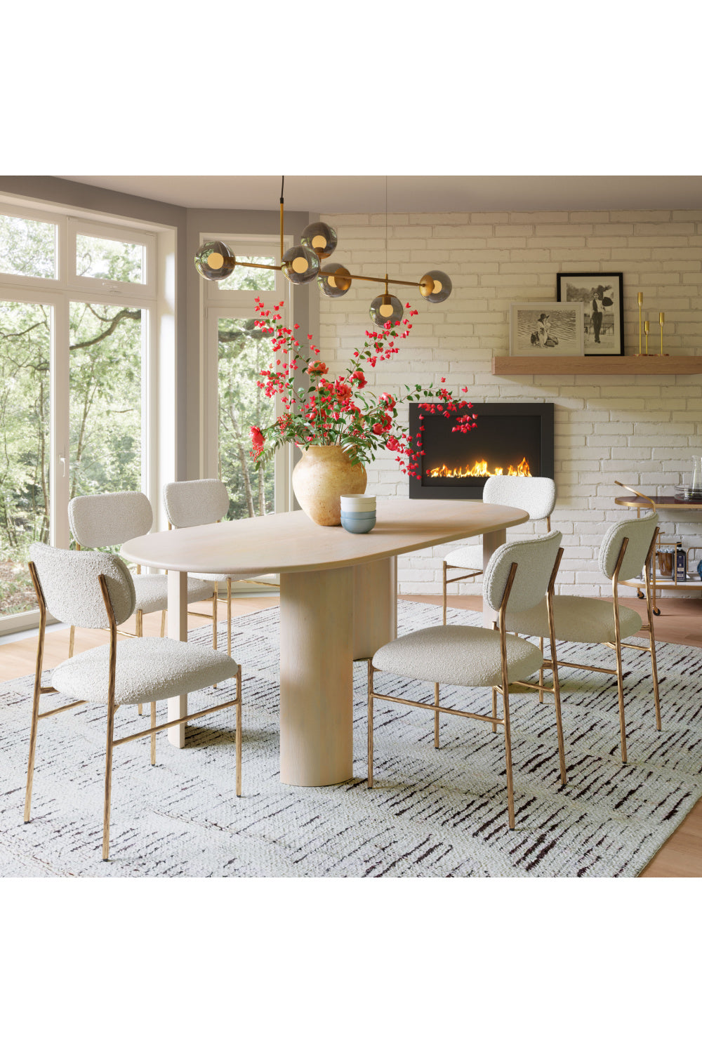 Gold Framed Cream Dining Chair | OROA Modern Sydhavnen | Oroa.com