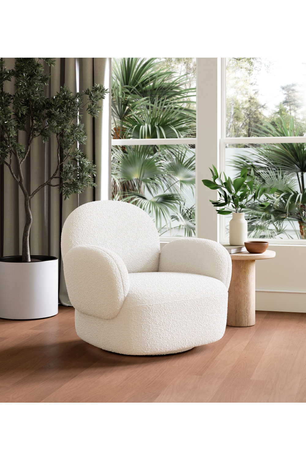 White Shearling Swivel Chair | OROA Modern Pilka | Oroa.com