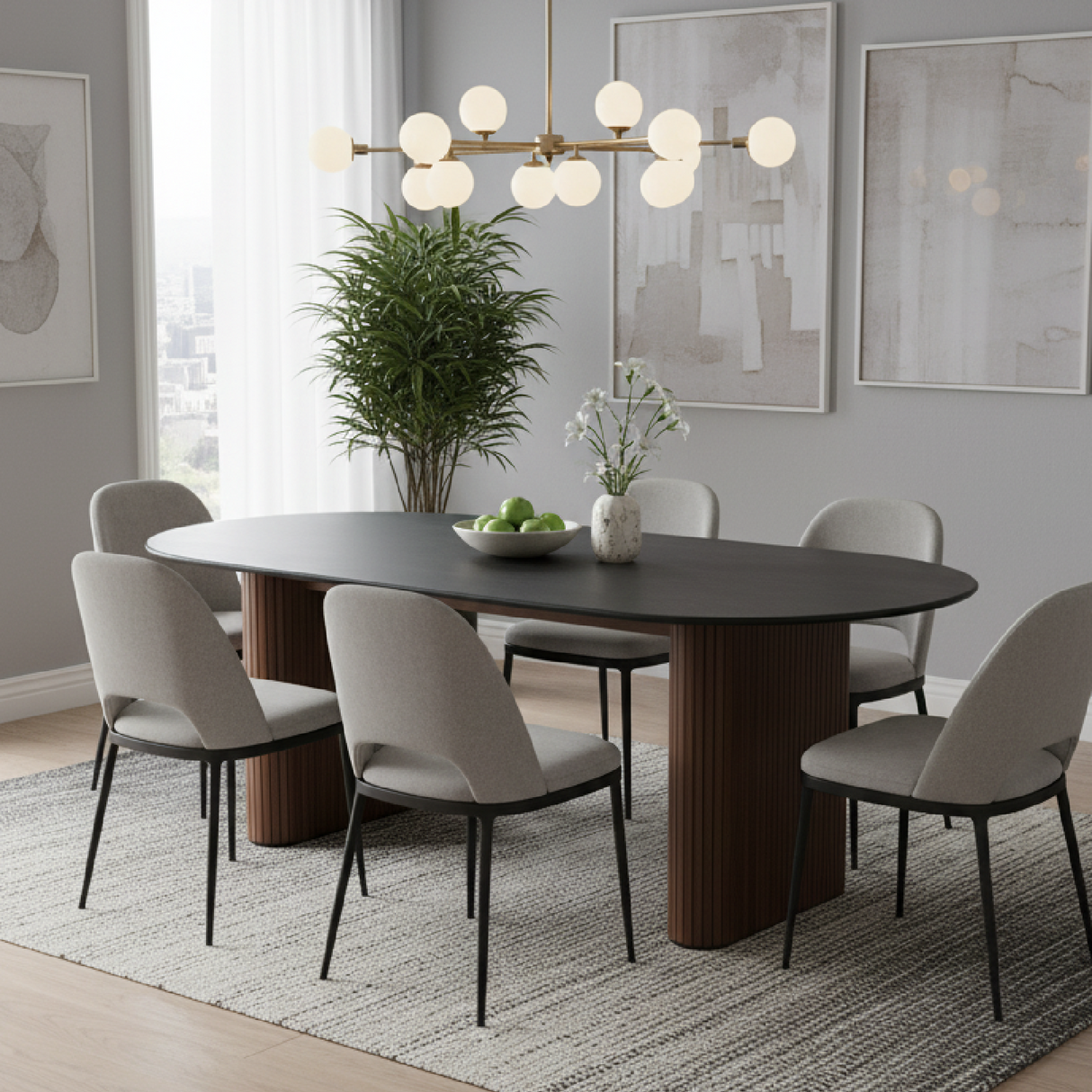   Black Wooden Top Dining Table | Oroa.com
