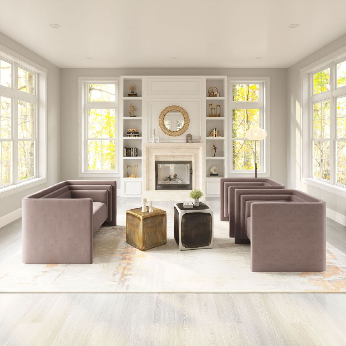   Taupe Velvet Loveseat | Oroa.com
